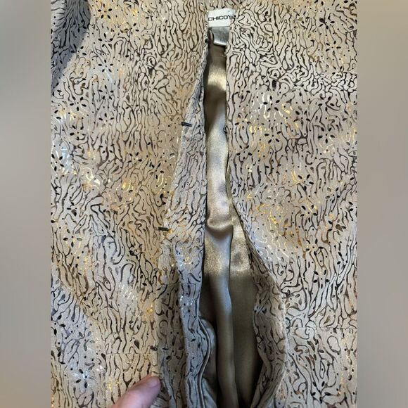 Chicos 100% Leather Laser Cut Out Lightweight Jacket - Picture 10 of 13